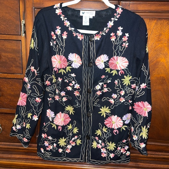 Papillion embroidered cardigan blazer vintage - Picture 5 of 5